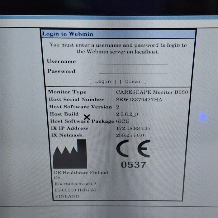 GE Healthcare Carescape B650 Critical Care Patient Monitor