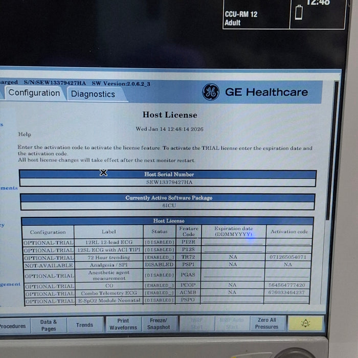 GE Healthcare Carescape B650 Critical Care Patient Monitor