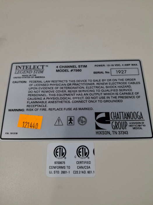 Chattanooga Group 7560 Intelect Legend Stim 4 Channel Combo Unit