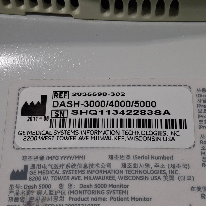 GE Healthcare Dash 5000 - Masimo SpO2 Patient Monitor