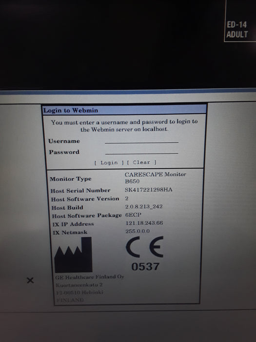 GE Healthcare Carescape B650 Emergency Care Patient Monitor