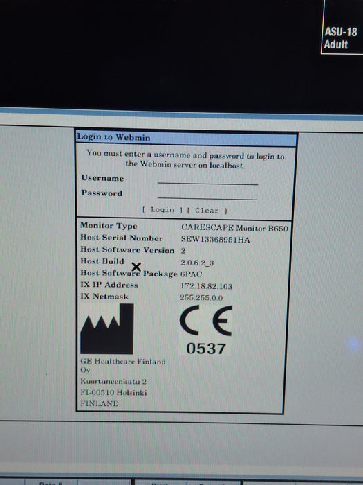 GE Healthcare Carescape B650 Post Anesthesia Care Patient Monitor