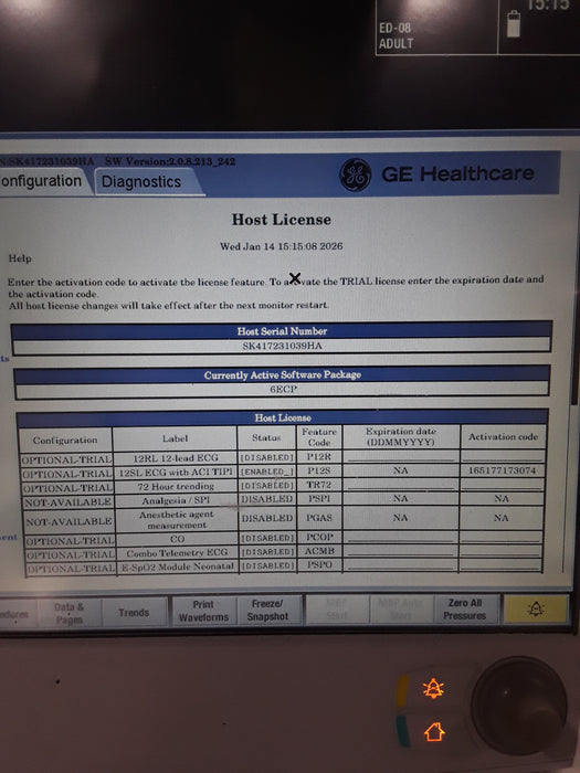 GE Healthcare Carescape B650 Emergency Care Patient Monitor