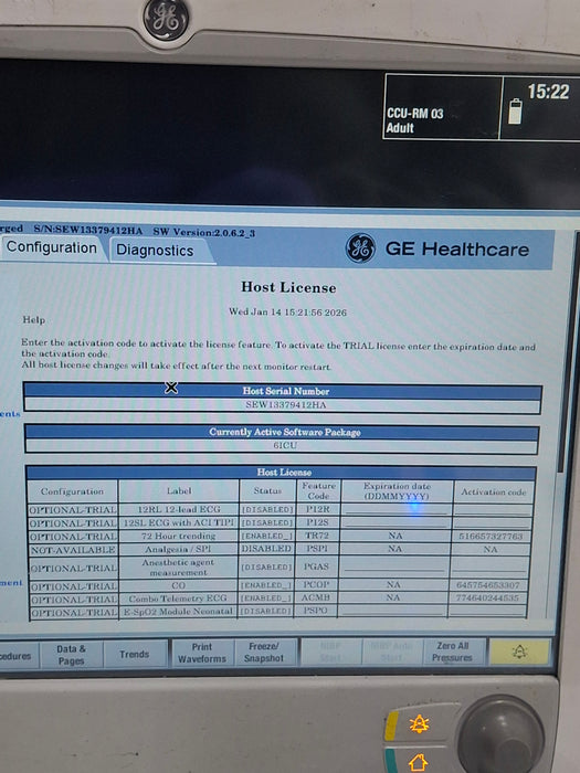 GE Healthcare Carescape B650 Critical Care Patient Monitor