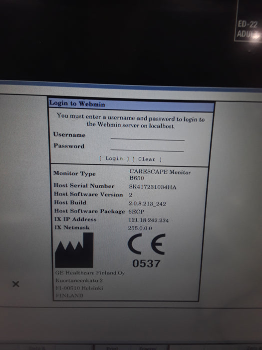 GE Healthcare Carescape B650 Emergency Care Patient Monitor