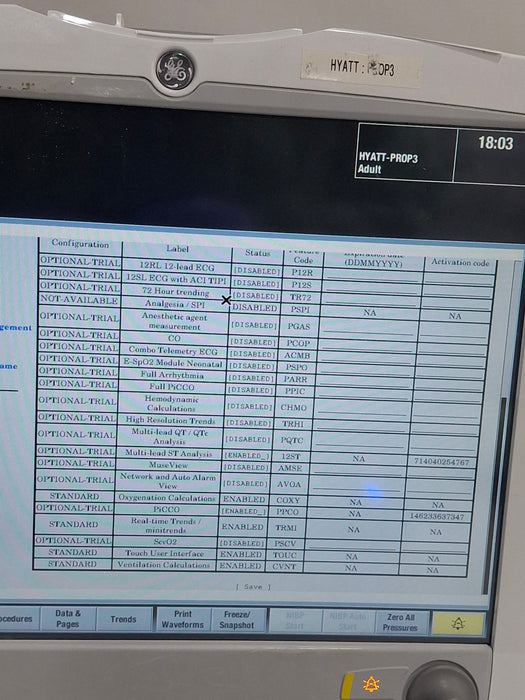 GE Healthcare Carescape B650 Post Anesthesia Care Patient Monitor