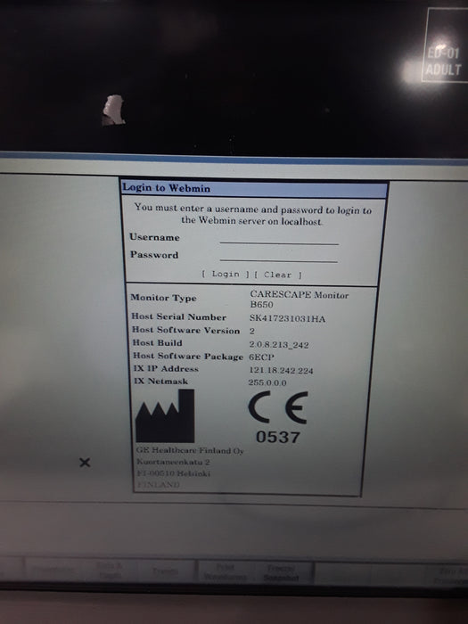 GE Healthcare Carescape B650 Emergency Care Patient Monitor