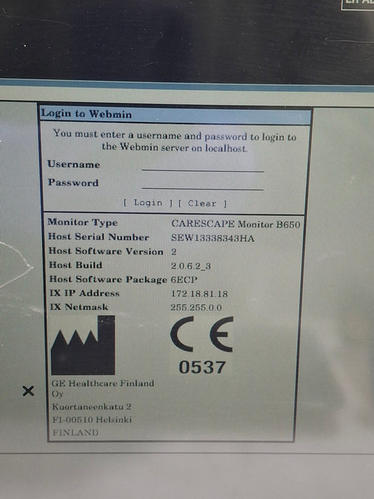 GE Healthcare Carescape B650 Emergency Care Patient Monitor