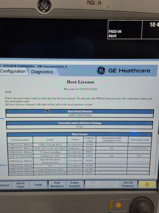 GE Healthcare Carescape B650 Post Anesthesia Care Patient Monitor