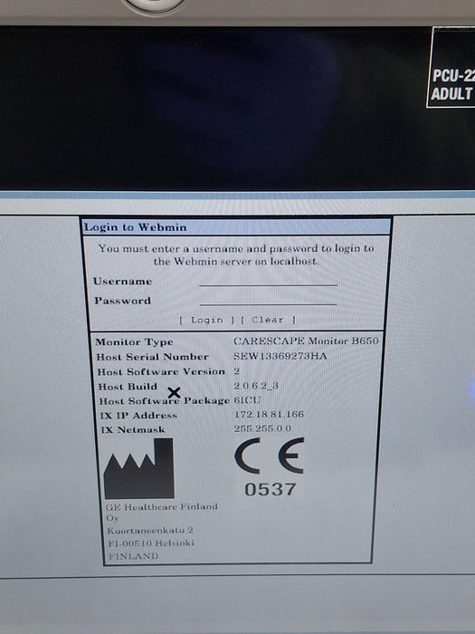 GE Healthcare Carescape B650 Critical Care Patient Monitor