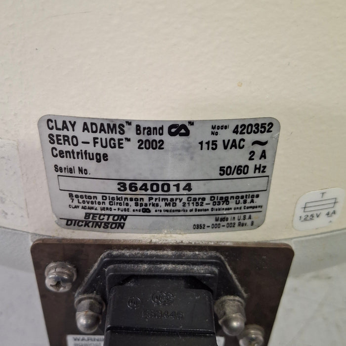Clay Adams 420352 Sero-fuge 2002 2-Speed Centrifuge