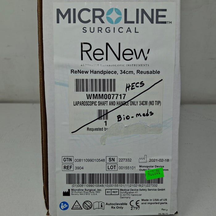 Microline Surgical 3904 ReNew Handpiece, 34cm, Reusable