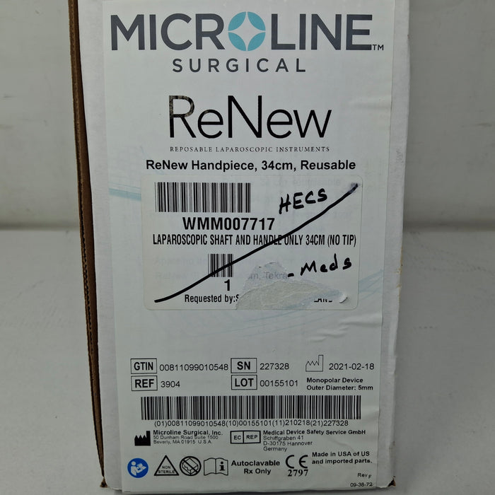 Microline Surgical 3904 ReNew Handpiece, 34cm, Reusable
