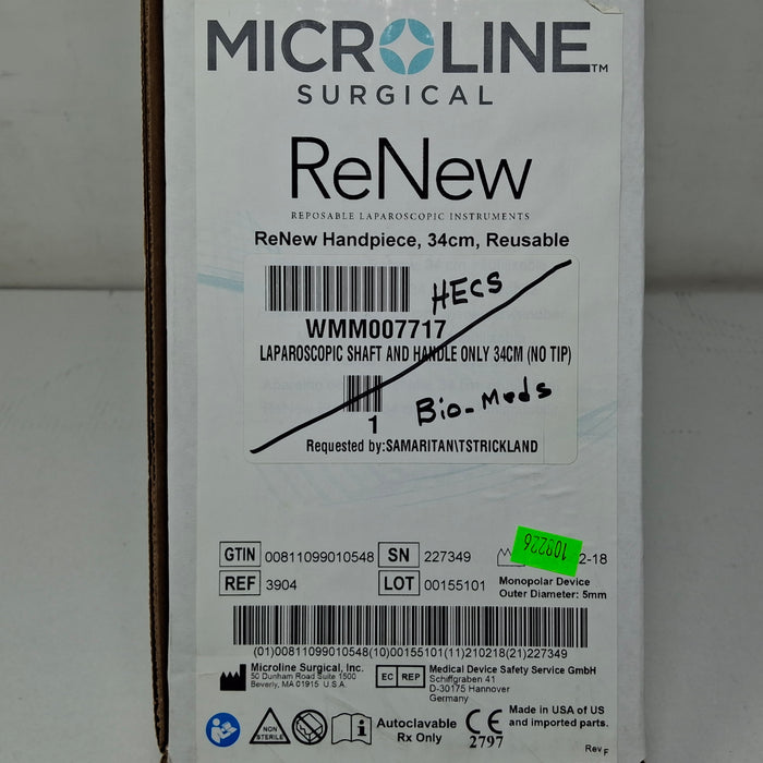 Microline Surgical 3904 ReNew Handpiece, 34cm, Reusable