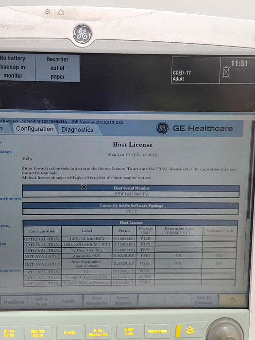 GE Healthcare Carescape B650 Emergency Care Patient Monitor