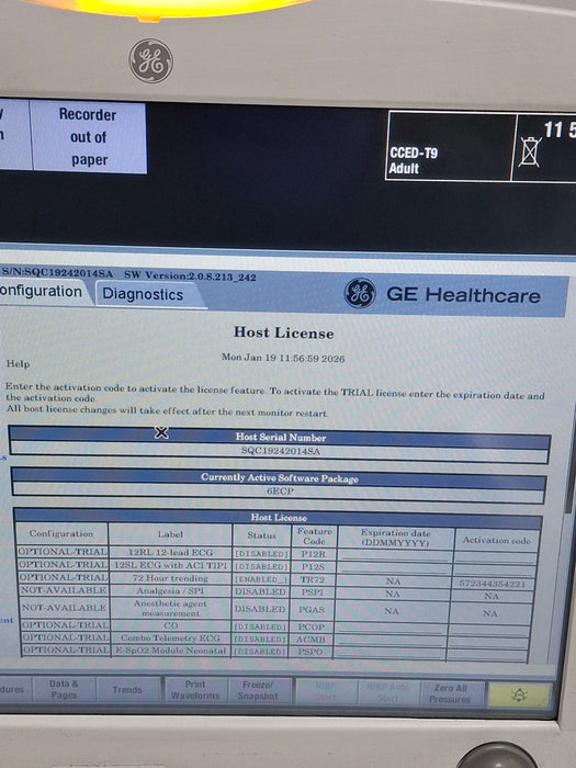 GE Healthcare Carescape B650 Emergency Care Patient Monitor