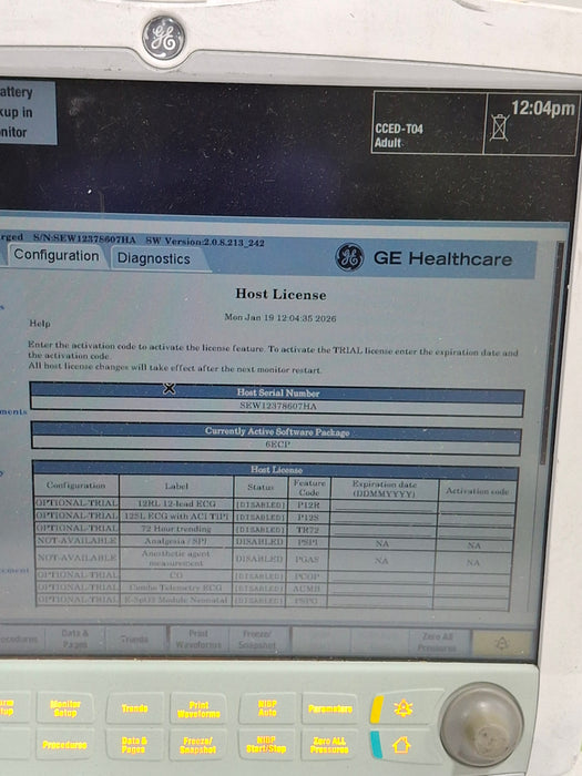 GE Healthcare Carescape B650 Emergency Care Patient Monitor