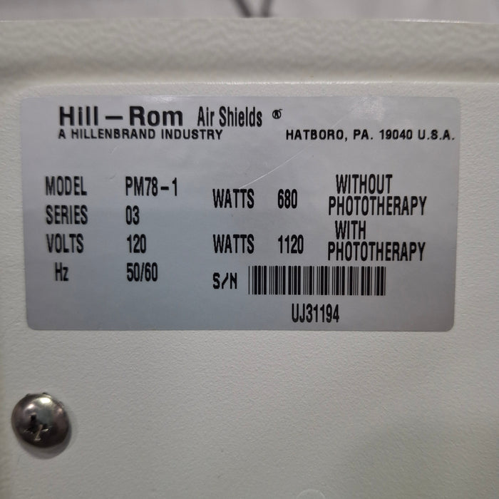 Hill-Rom Air Shields System 7880 Incubator