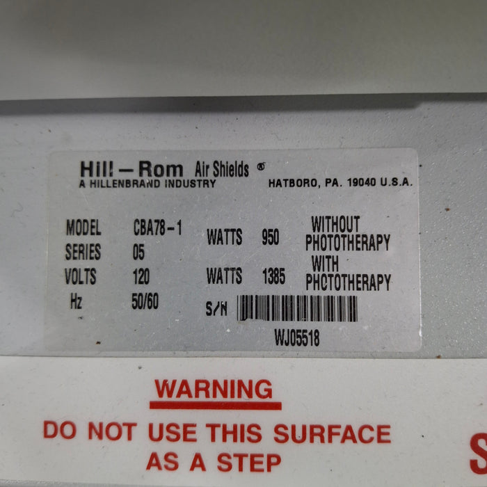 Hill-Rom Air Shields System 7880 Incubator