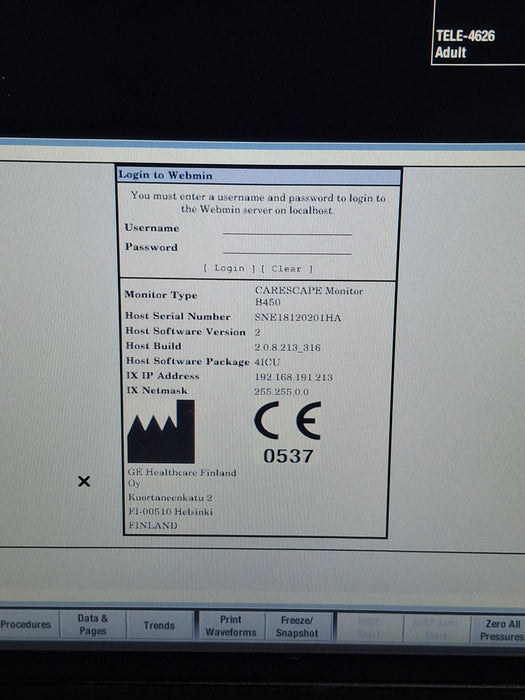 GE Healthcare Carescape B450 Critical Care Patient Monitor
