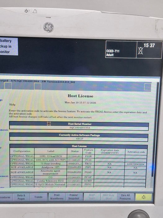 GE Healthcare Carescape B650 Emergency Care Patient Monitor