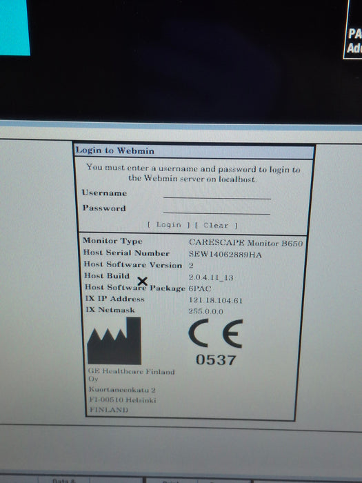 GE Healthcare Carescape B650 Post Anesthesia Care Patient Monitor