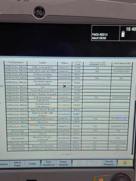 GE Healthcare Carescape B650 Post Anesthesia Care Patient Monitor