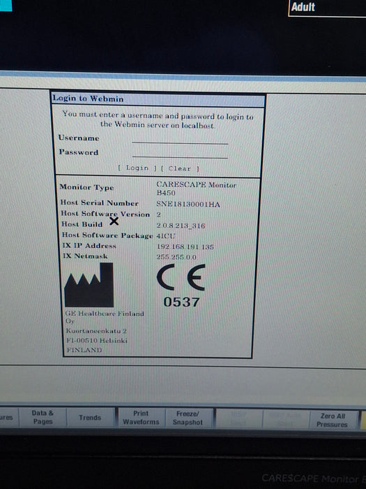GE Healthcare Carescape B450 Critical Care Patient Monitor