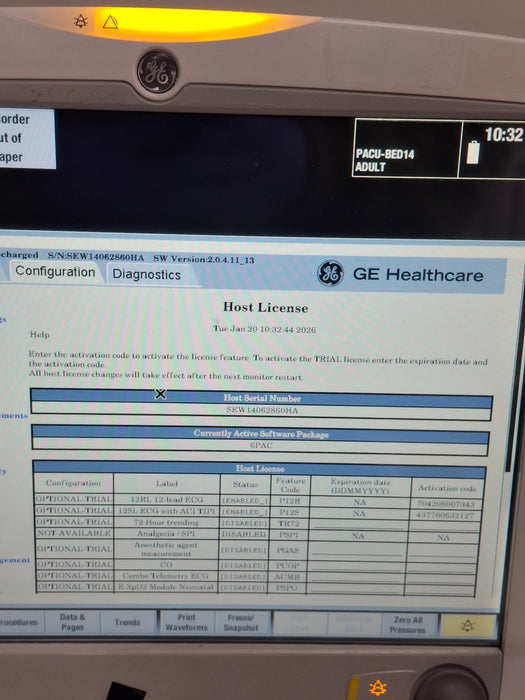 GE Healthcare Carescape B650 Post Anesthesia Care Patient Monitor
