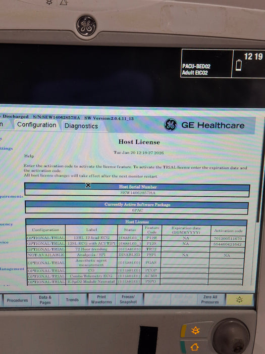 GE Healthcare Carescape B650 Post Anesthesia Care Patient Monitor