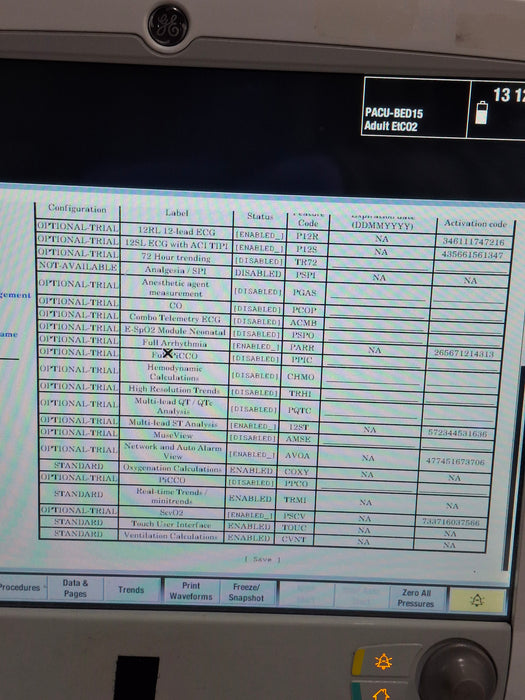 GE Healthcare Carescape B650 Post Anesthesia Care Patient Monitor