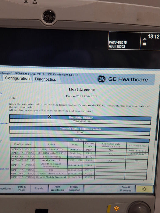 GE Healthcare Carescape B650 Post Anesthesia Care Patient Monitor
