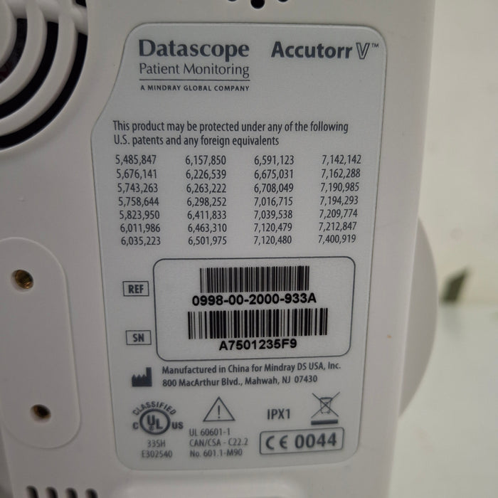 Mindray Datascope Accutorr V Vital Signs Monitor