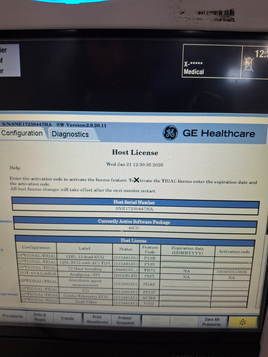 GE Healthcare Carescape B450 Critical Care Patient Monitor