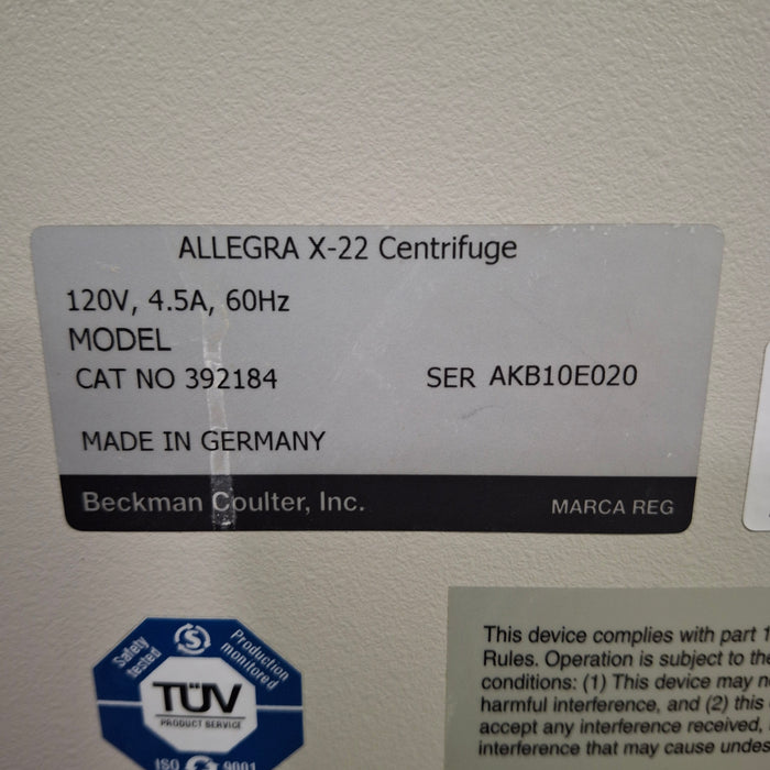 Beckman Coulter Allegra X-22 Centrifuge