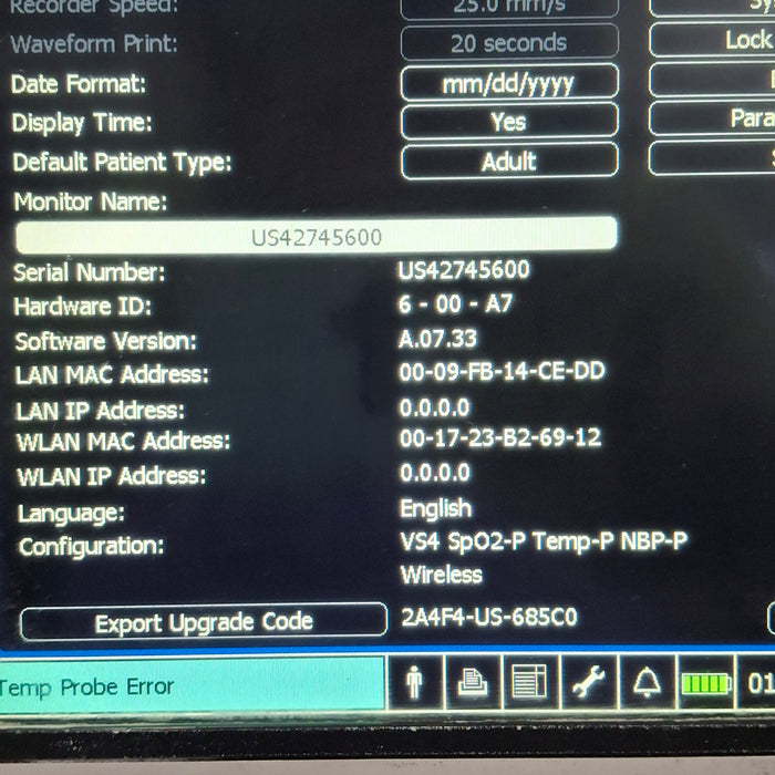 Philips SureSigns VS4 Vital Signs Monitor