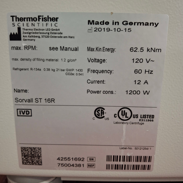 Sorvall ST16R Bench Top Refrigerated Centrifuge