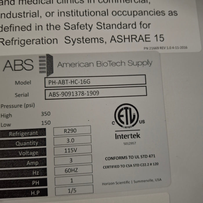 American BioTech Supply PH-ABT-HC-16G Med Fridge