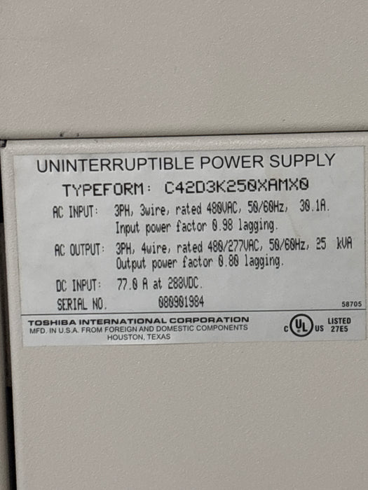 Toshiba 4200FA Series 25kVA Uninterruptible Power Supply