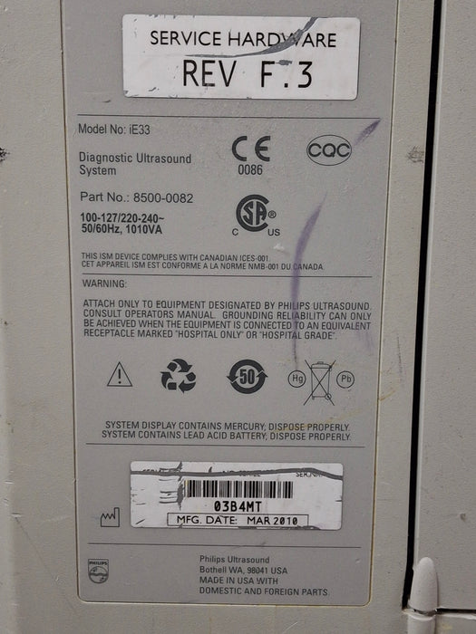 Philips IE33 F-G Cart Ultrasound