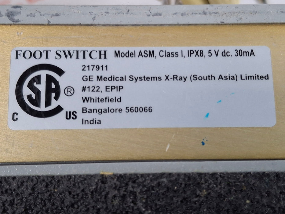 GE Healthcare ASM Class 1 IPX8 C-Arm Footswitch