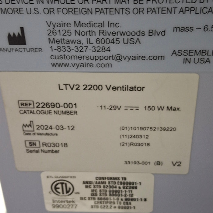 CareFusion LTV2 2200 Ventilator