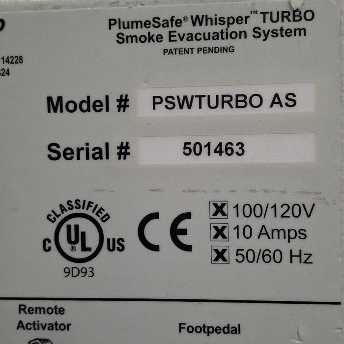 Buffalo Filter PlumeSafe Whisper Turbo Smoke Evacuation System