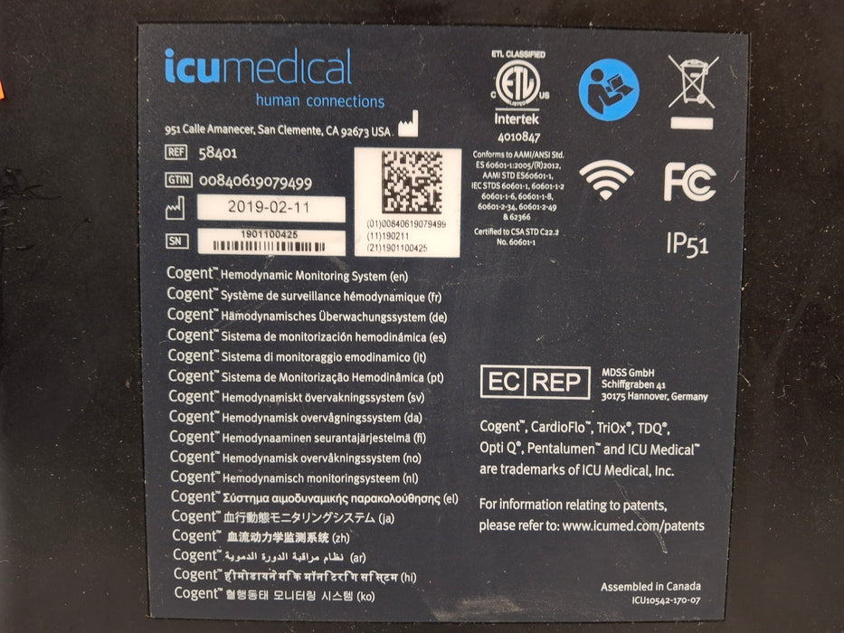 ICU Medical, Inc. Cogent Hemodynamic Monitor