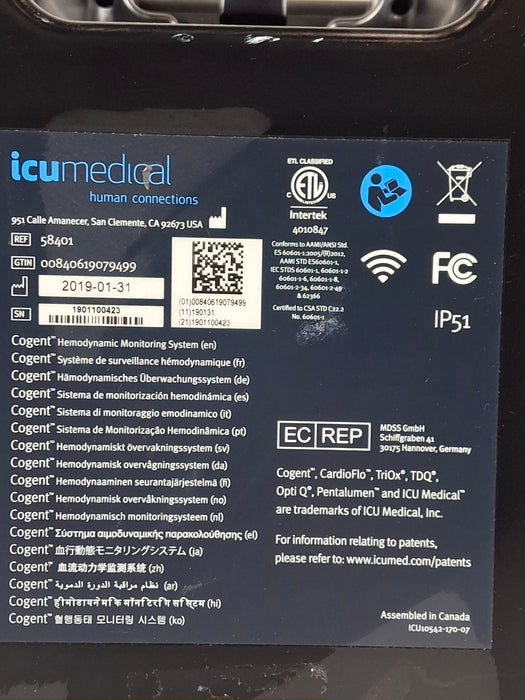 ICU Medical, Inc. Cogent Hemodynamic Monitor