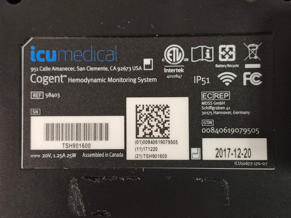 ICU Medical, Inc. Cogent Hemodynamic Monitor