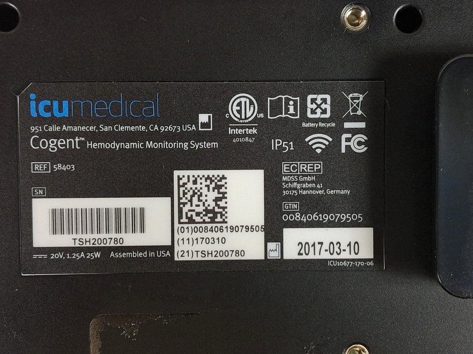 ICU Medical, Inc. Cogent Hemodynamic Monitor
