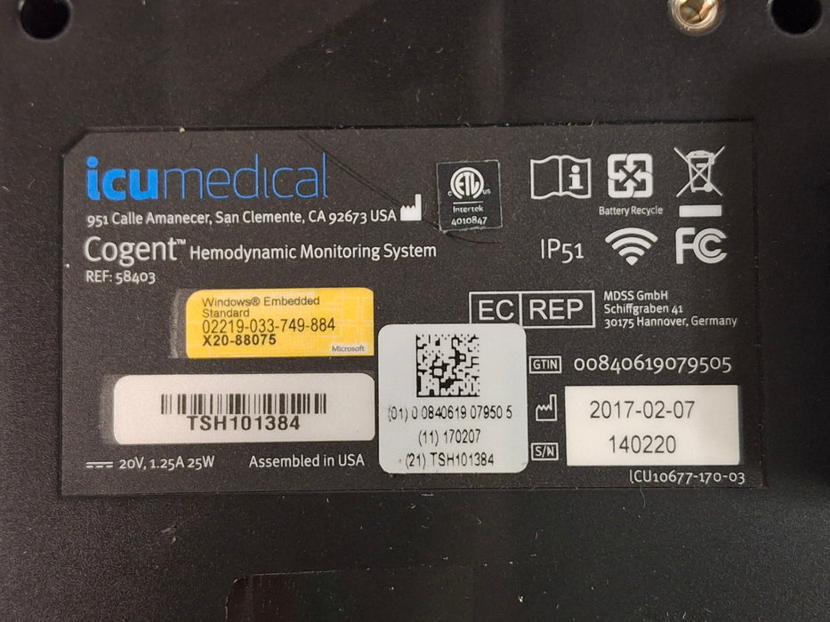 ICU Medical, Inc. Cogent Hemodynamic Monitor