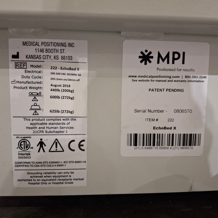 Medical Positioning, Inc. EchoBed X 222 Imaging Table