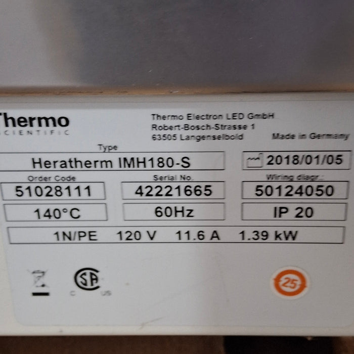 Thermo Scientific Heratherm IMH180-S Incubator